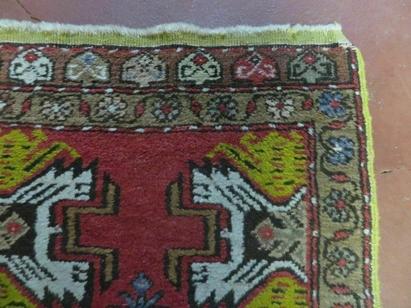 20" X 38" Antique Handmade Turkish Oushak Oshak Yastik Wool Rug Mat Turkey Nice by Jewel Rugs