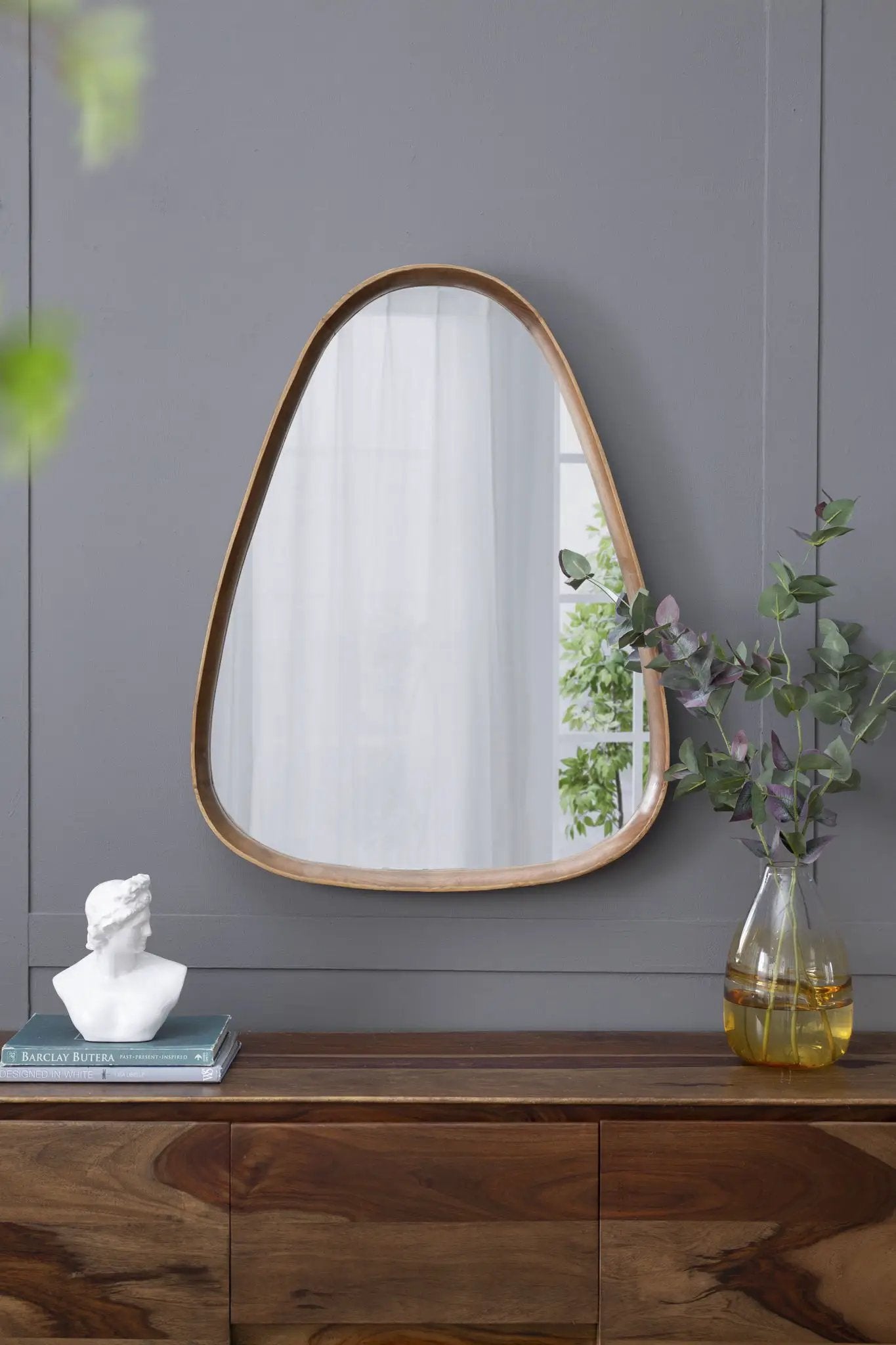 Irrgeular Mirror With Frame, Wall Mirror For Living Room Bathroom Entryway - Brown by Unique Piece Furniture