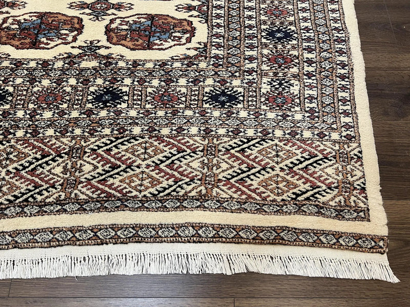 Pakistani Bokhara Rug 8x10, Wool Turkoman Carpet, Ivory/Cream by Jewel Rugs
