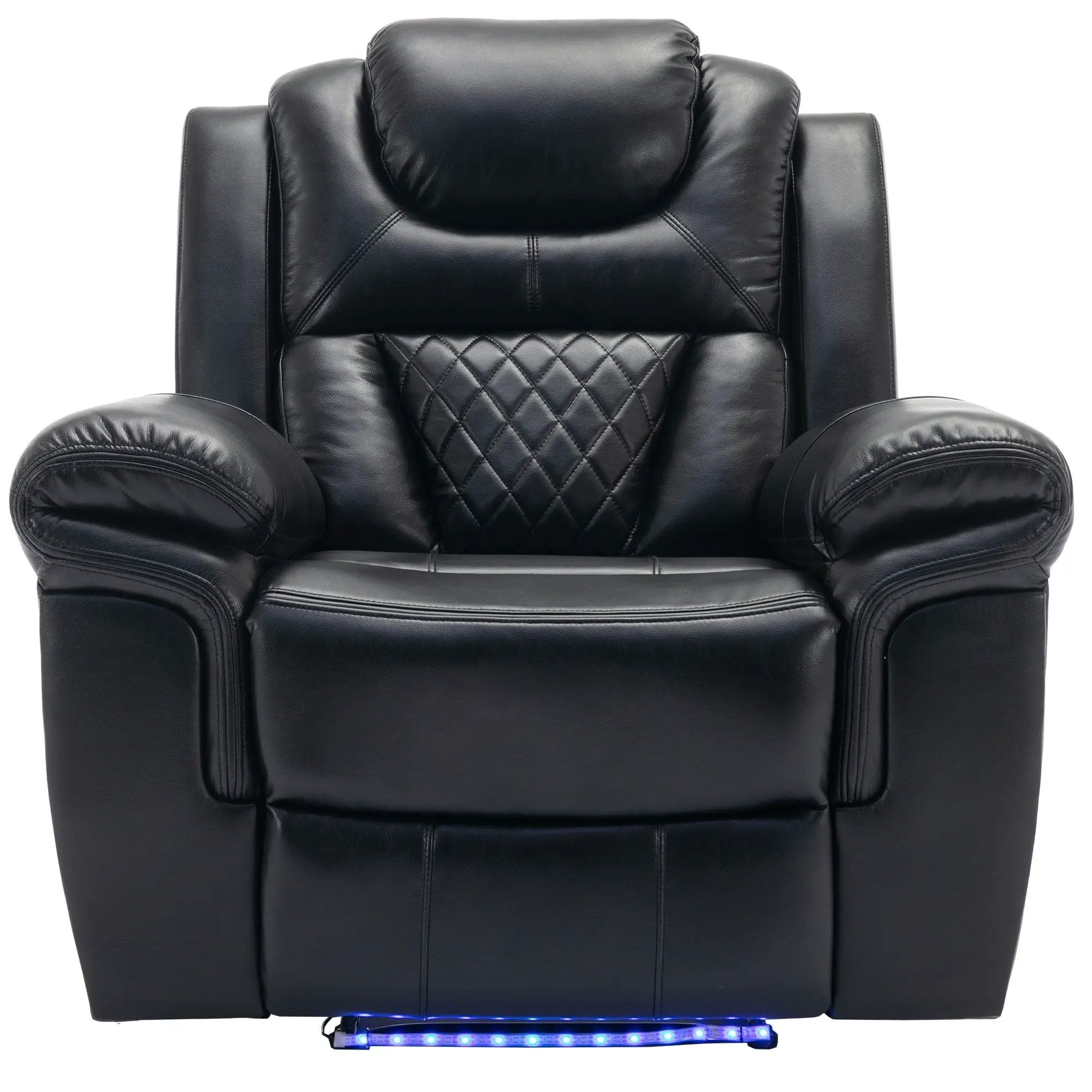 3 Pieces Recliner Sofa Sets Home Theater Seating Manual Recliner Chair With Center Console And LED Light Strip For Living Room by HouseOfZazla