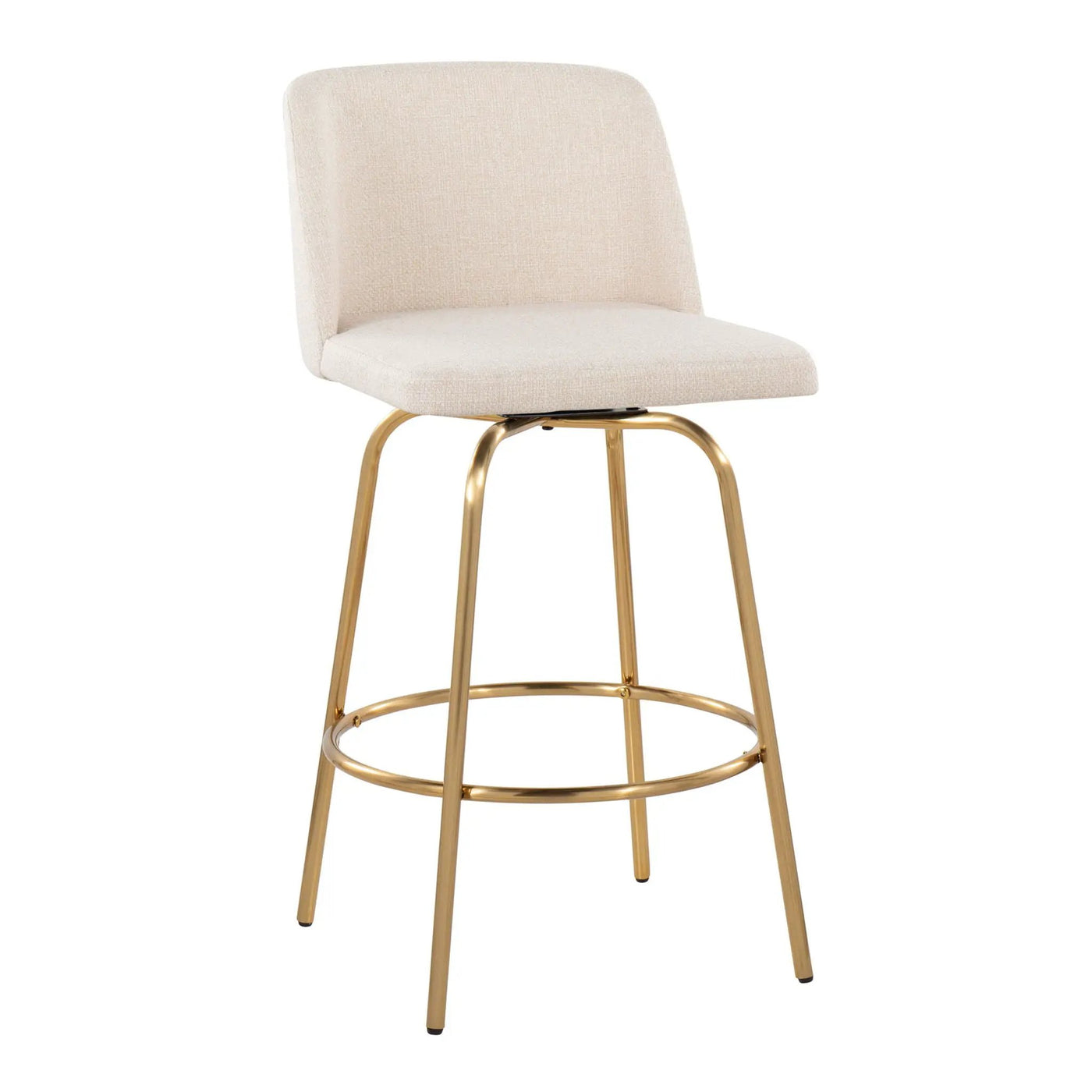 Toriano - Contemporary, Fixed Height Counter Stool With Swivel With Round Footrest (Set of 2) by HouseOfZazla