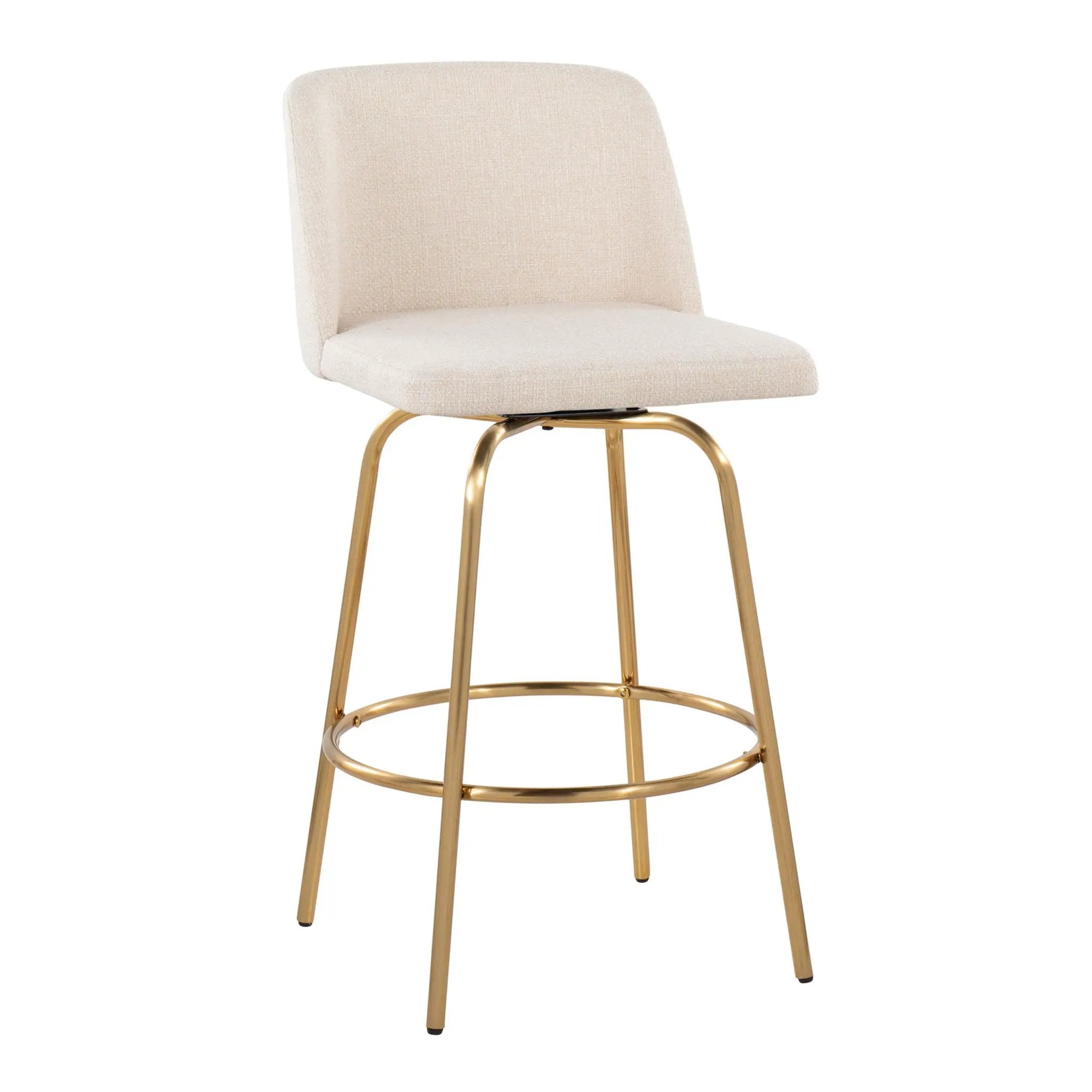 Toriano - Contemporary, Fixed Height Counter Stool With Swivel With Round Footrest (Set of 2) by HouseOfZazla