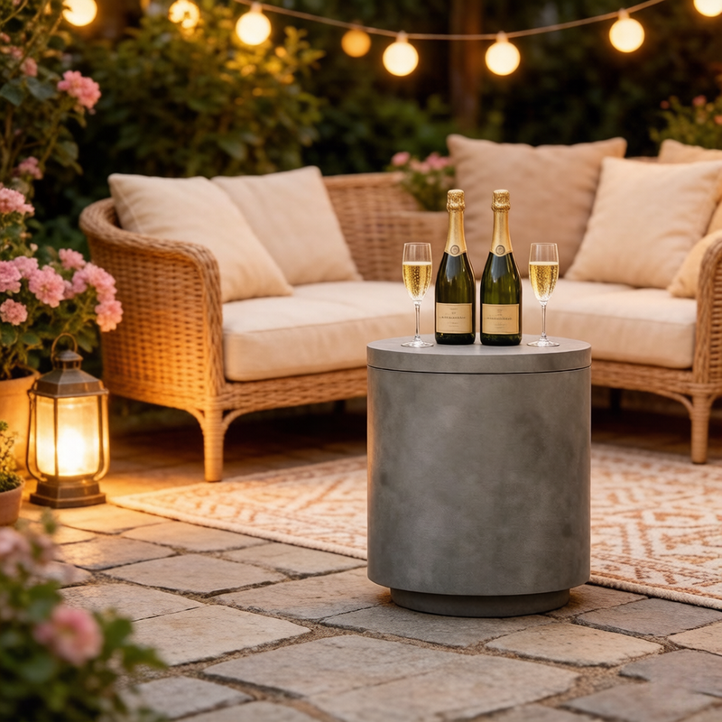 Portable Storage Box, Pool Ice Cooler, Cooler Side Table, Modern Balcony Table by HouseOfZazla