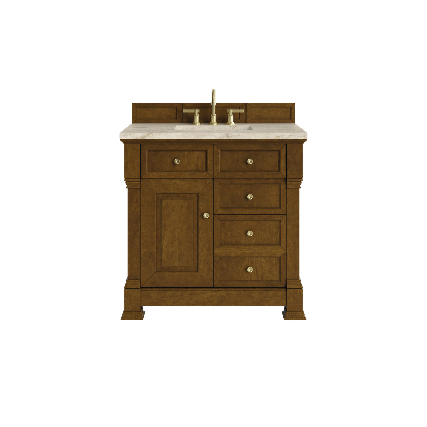 James Martin Brookfield 36" Single Bathroom Vanity, Honey Oak with Tajnar countertop
