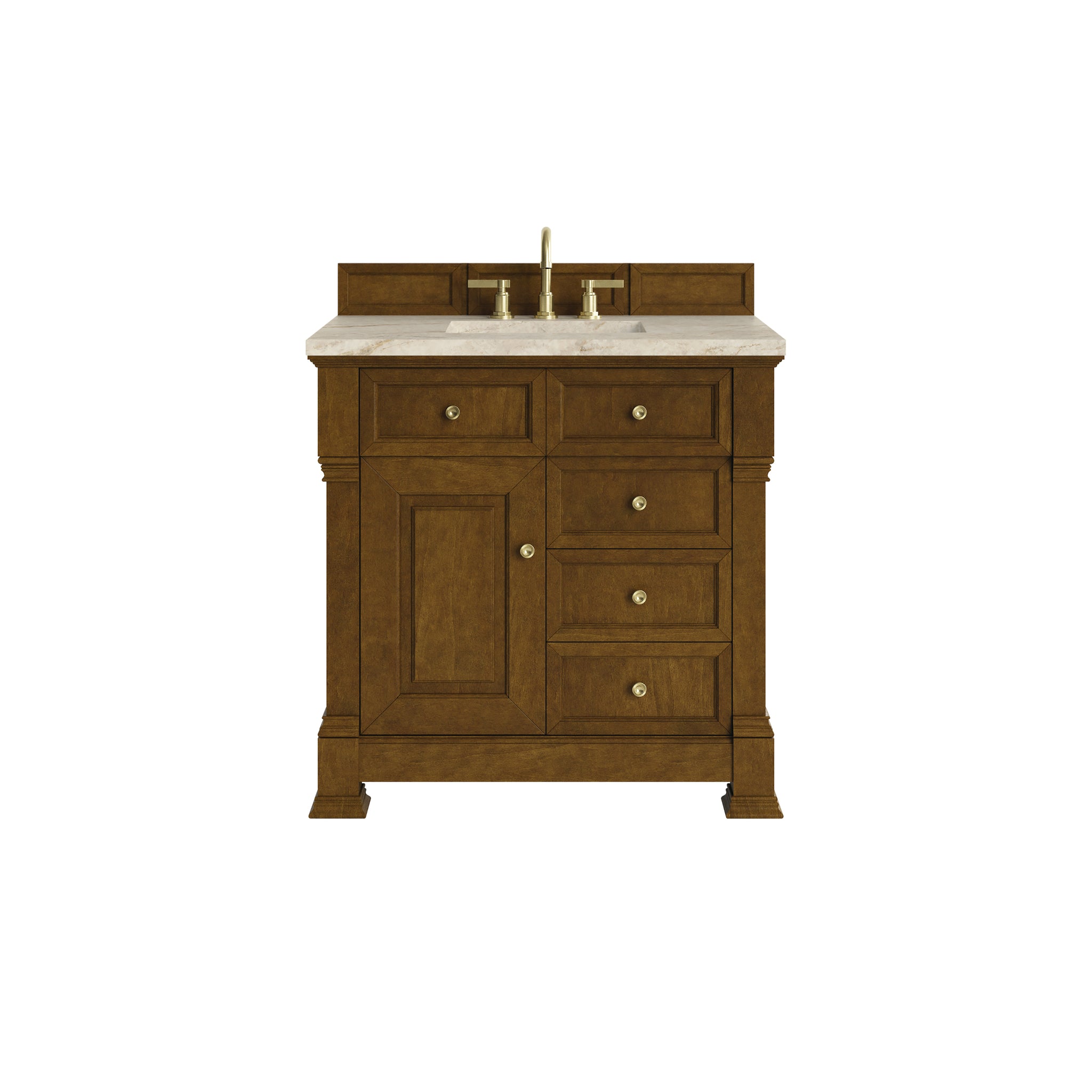 James Martin Brookfield 36" Single Bathroom Vanity, Honey Oak with Tajnar countertop