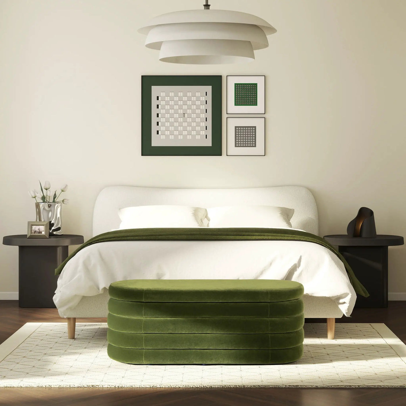 Fuji - Upholstered Oval Storage Bench by HouseOfZazla