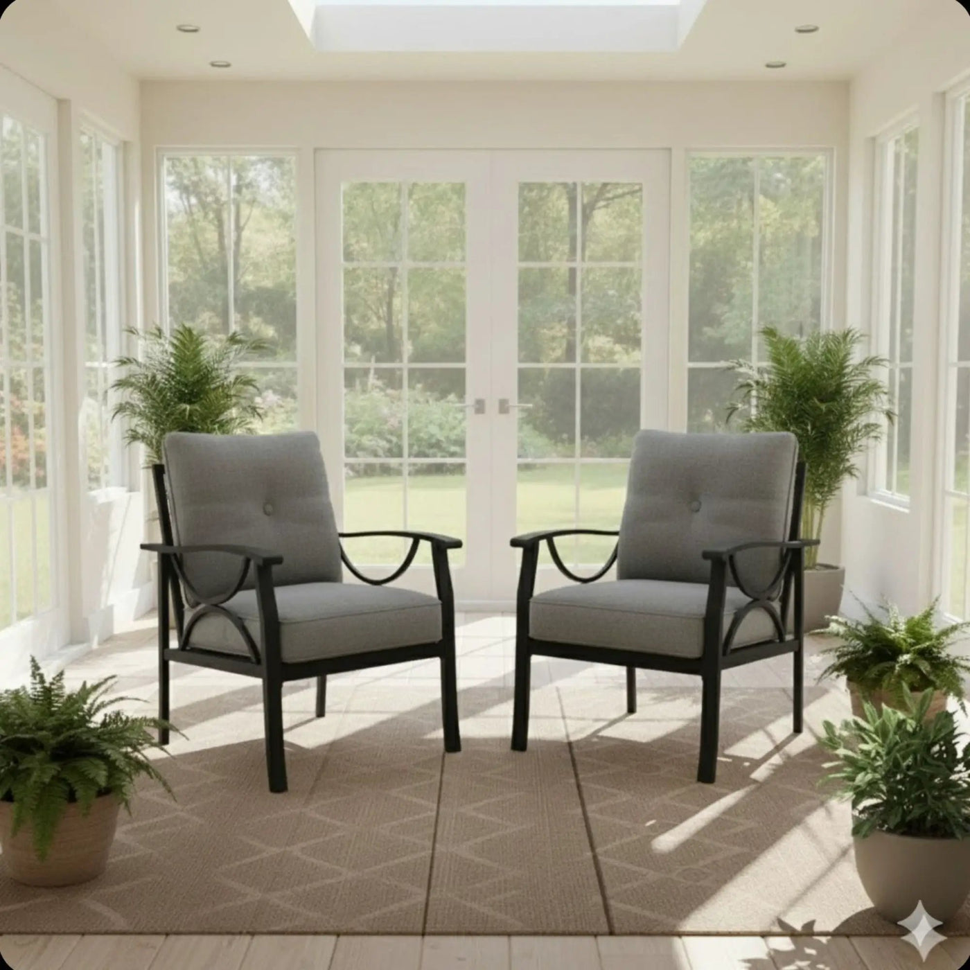All-Weather Armchairs With Cushions, Modern Sculptural Design (Set of 2) by HouseOfZazla
