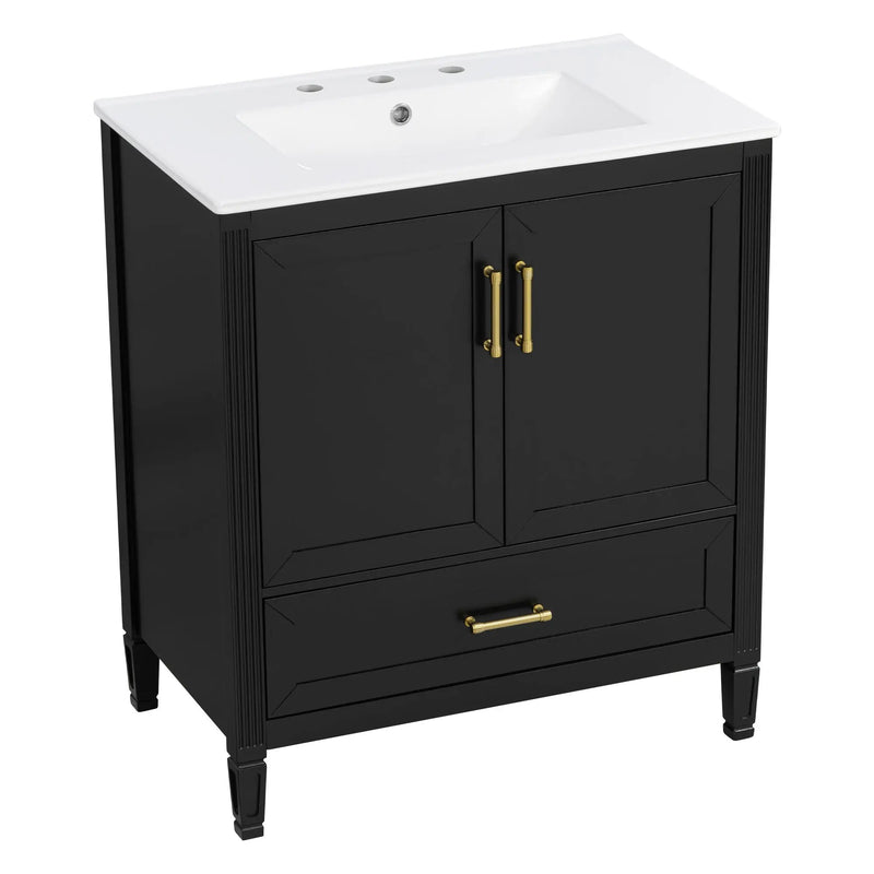 Elegant Fluted Bathroom Vanity With Sink, Soft Close Doors & Drawer by HouseOfZazla
