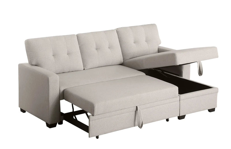 Upholstered Pull Out Sectional Sofa With Chaise by HouseOfZazla