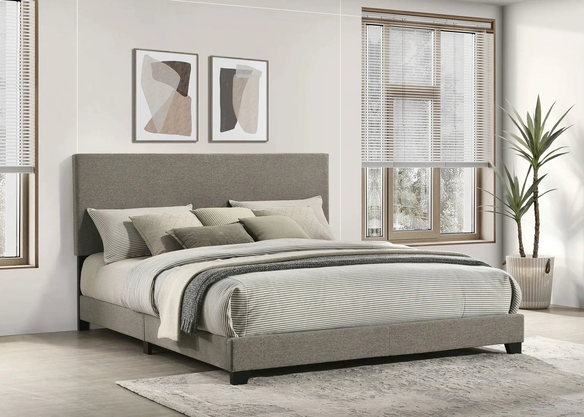 Dorian Fabric Upholstered California King Panel Bed Taupe by Unique Piece Furniture
