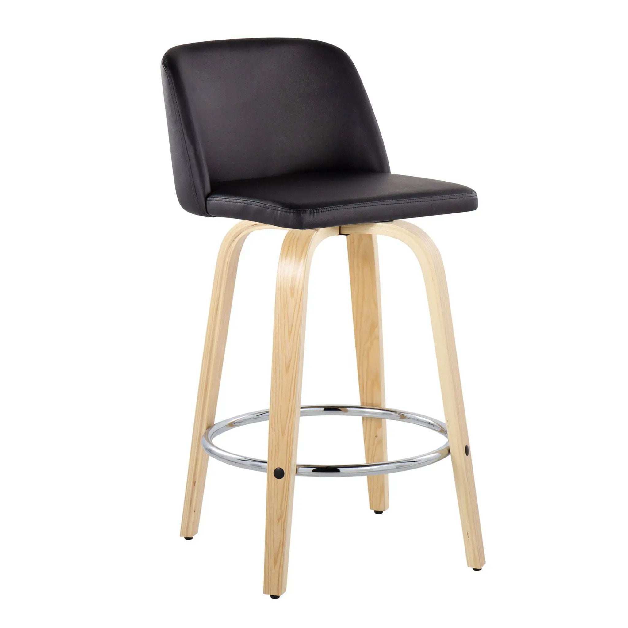 Toriano - Contemporary Fixed-Height Counter Stool With Swivel And Round Footrest (Set of 2) by HouseOfZazla