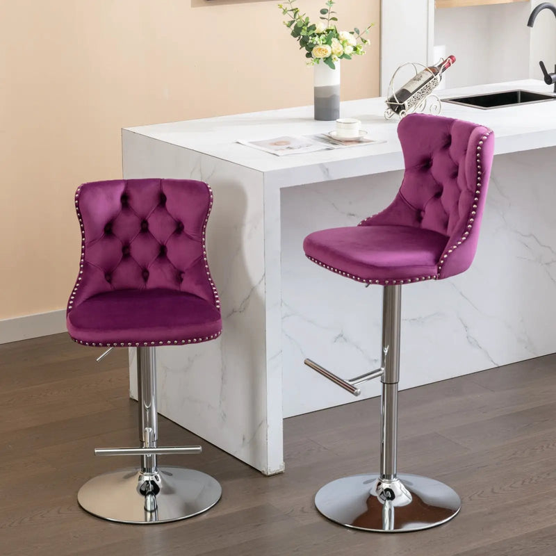Swivel Adjustable Height Barstools Set of 2 by HouseOfZazla