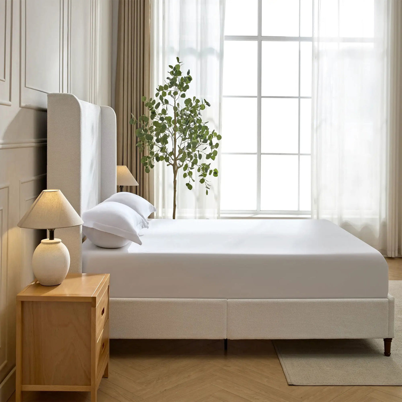 Harper - Tall Headboard Upholstered Bed / High Headboard / Elegant Simplicity / No Box Spring Needed by HouseOfZazla