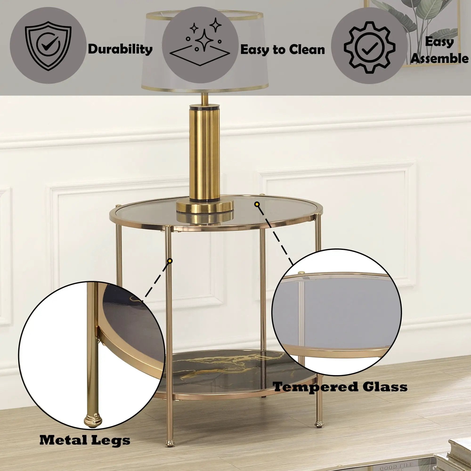 Fiorella - Marble Print Glass Table by Unique Piece Furniture