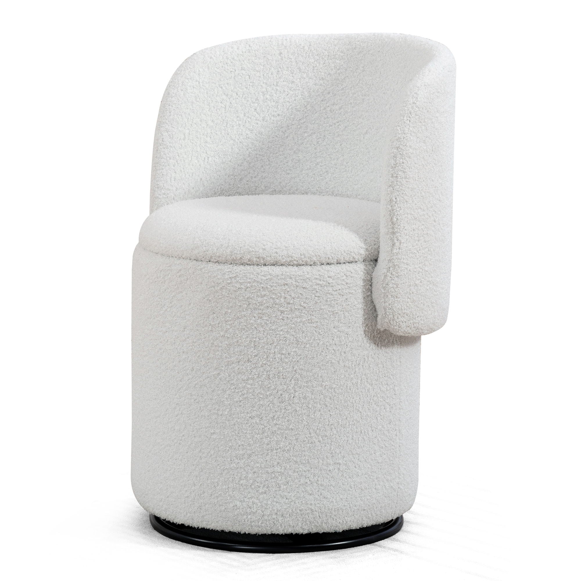 Barrel Chair & Built In Storage, 360° Swivel - Beige by HouseOfZazla