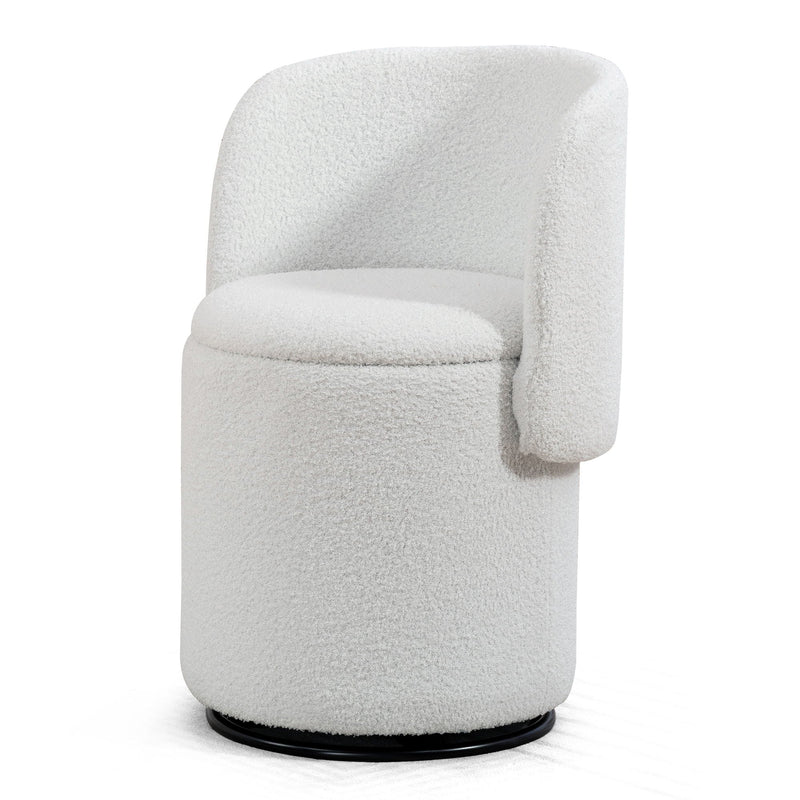 Barrel Chair & Built In Storage, 360° Swivel - Beige by HouseOfZazla