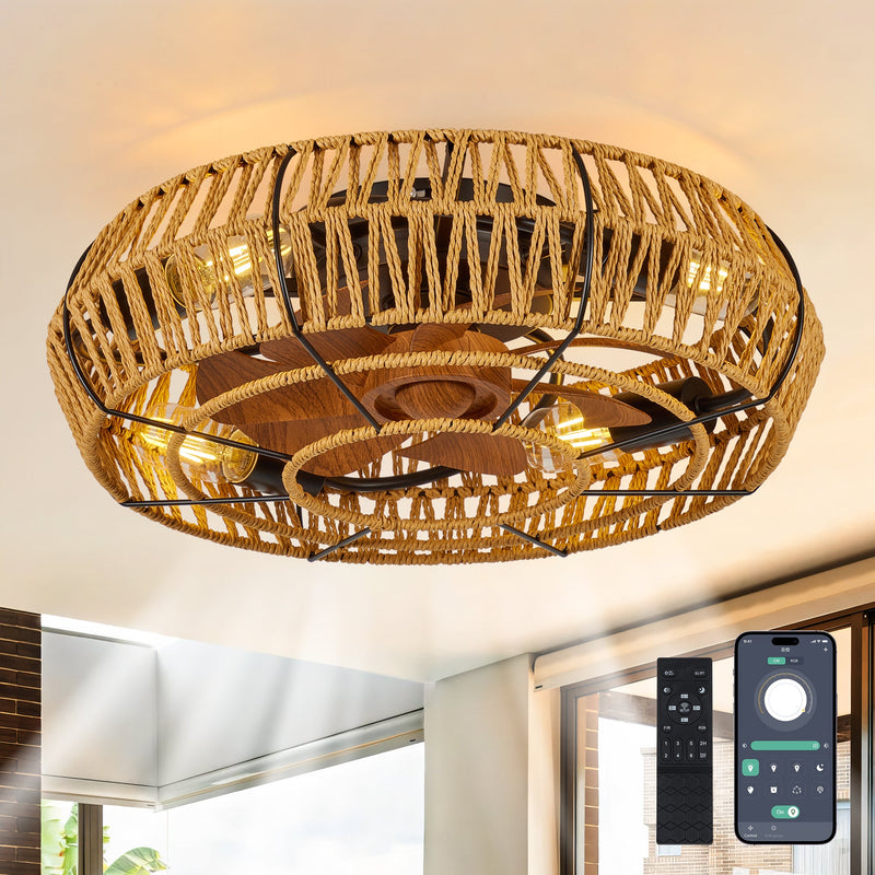 19" Caged Ceiling Fan with Lights and Remote by HouseOfZazla