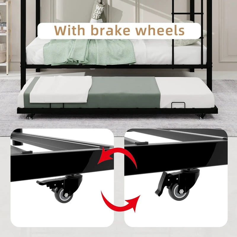 Durable Square Tube Iron Full-Size Bunk Bed by HouseOfZazla