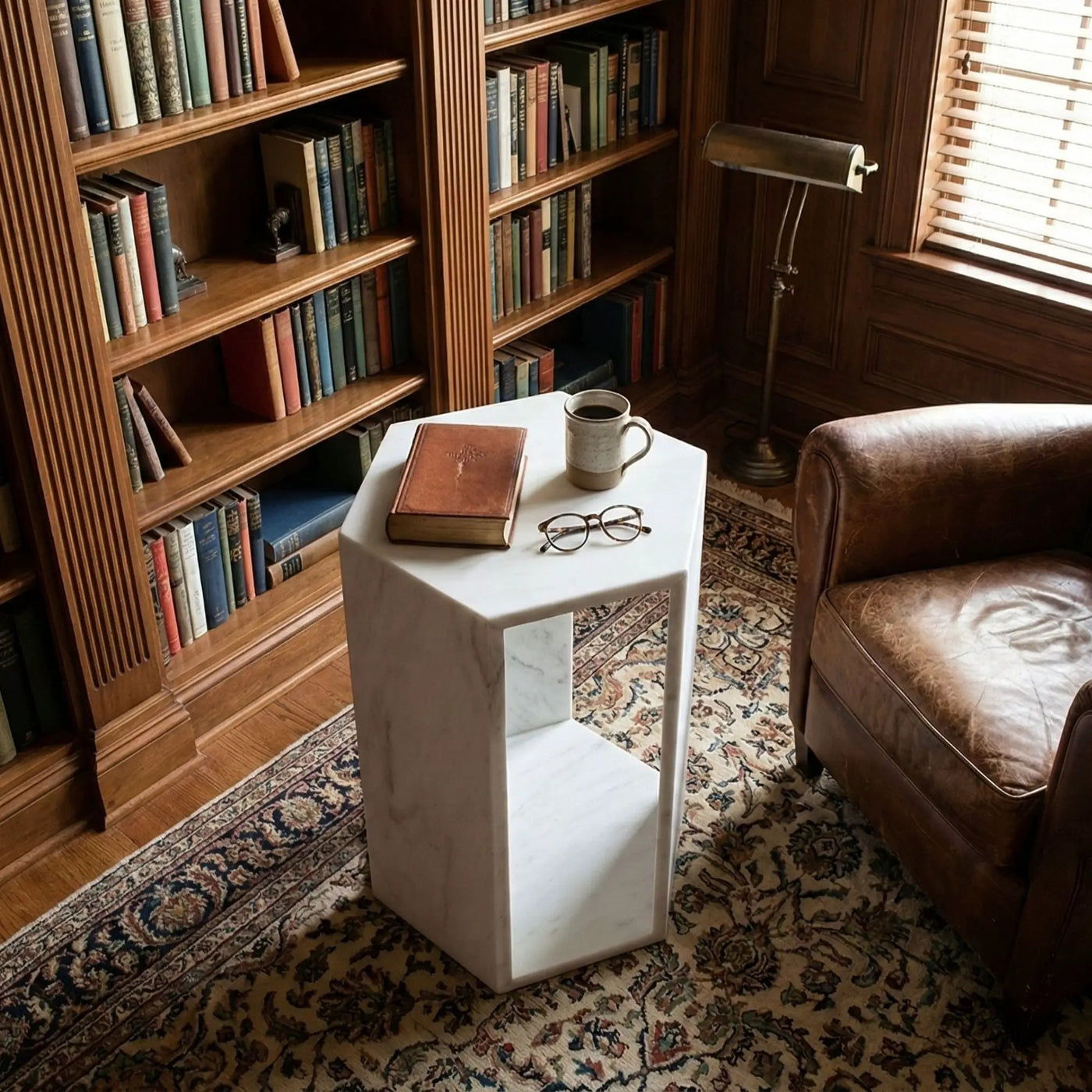 Modern Minimalist Hexagon Side Table by Unique Piece Furniture
