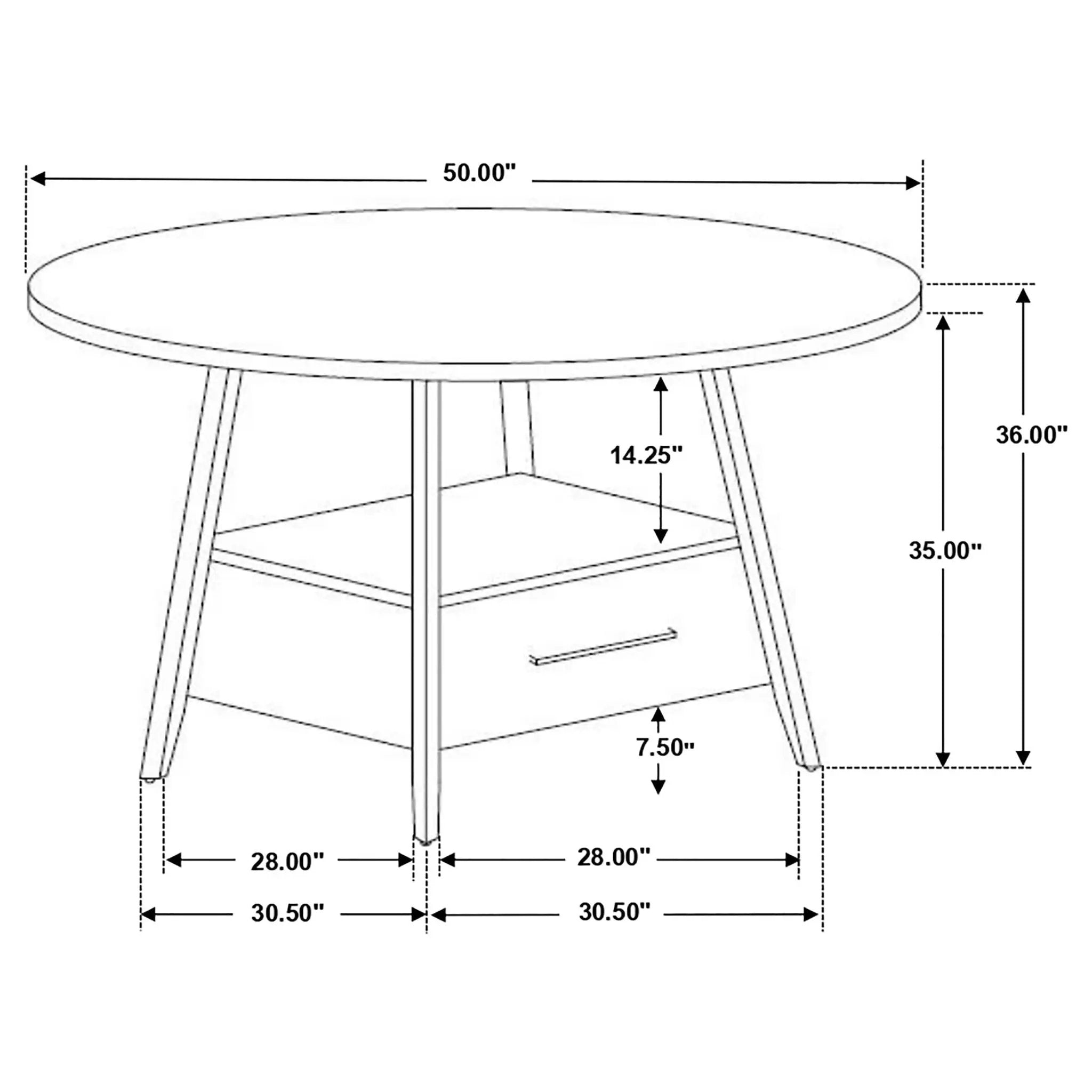 Arunda Yukon - Round Counter Height Dining Table With Pedestal Base And Built In Drawer - Oak by HouseOfZazla