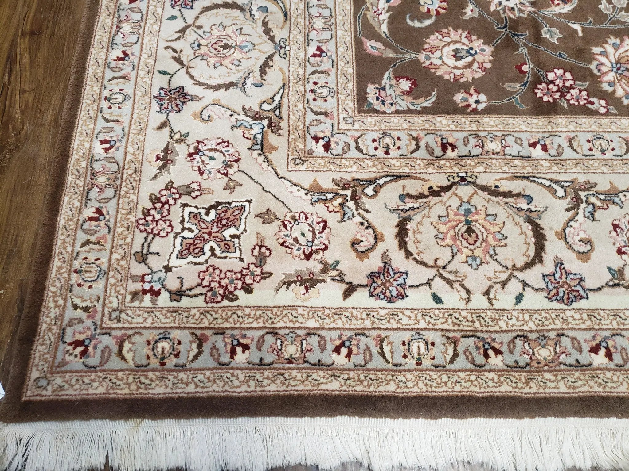 Vintage Pak-Persian Area Rug 9x12, Wool Hand-Knotted Spice Brown & Ivory Traditional Fine Oriental Carpet, Pakistani Carpet, 9 x 12 Fine Rug by Jewel Rugs