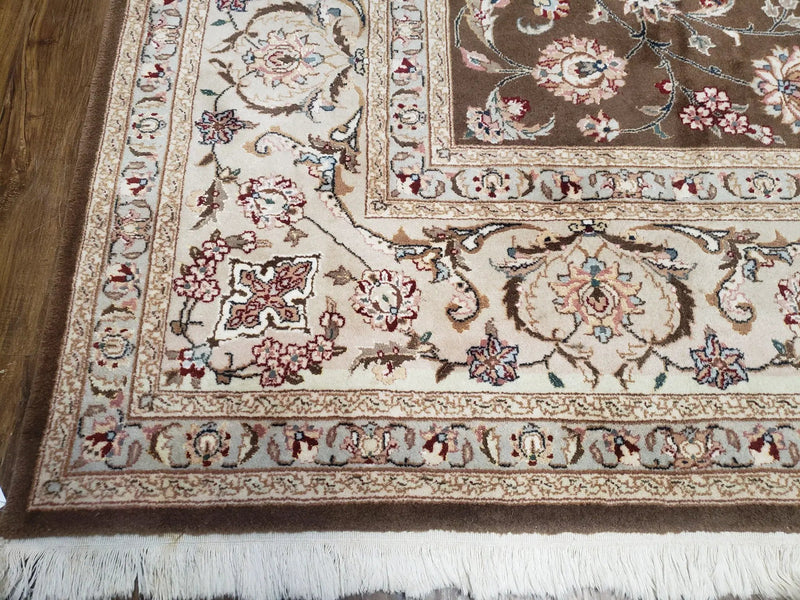 Vintage Pak-Persian Area Rug 9x12, Wool Hand-Knotted Spice Brown & Ivory Traditional Fine Oriental Carpet, Pakistani Carpet, 9 x 12 Fine Rug by Jewel Rugs