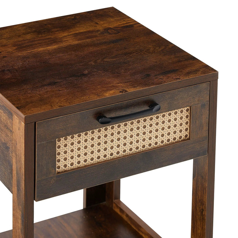 15.75" Rattan End Table With Drawer, Modern Nightstand, Side Table For Living Room, Bedroom by HouseOfZazla