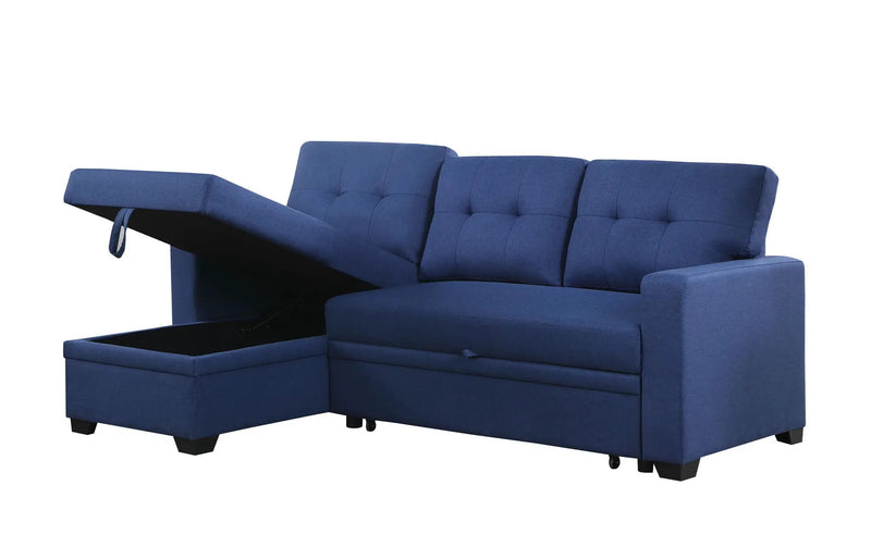 Upholstered Pull Out Sectional Sofa With Chaise by Unique Piece Furniture