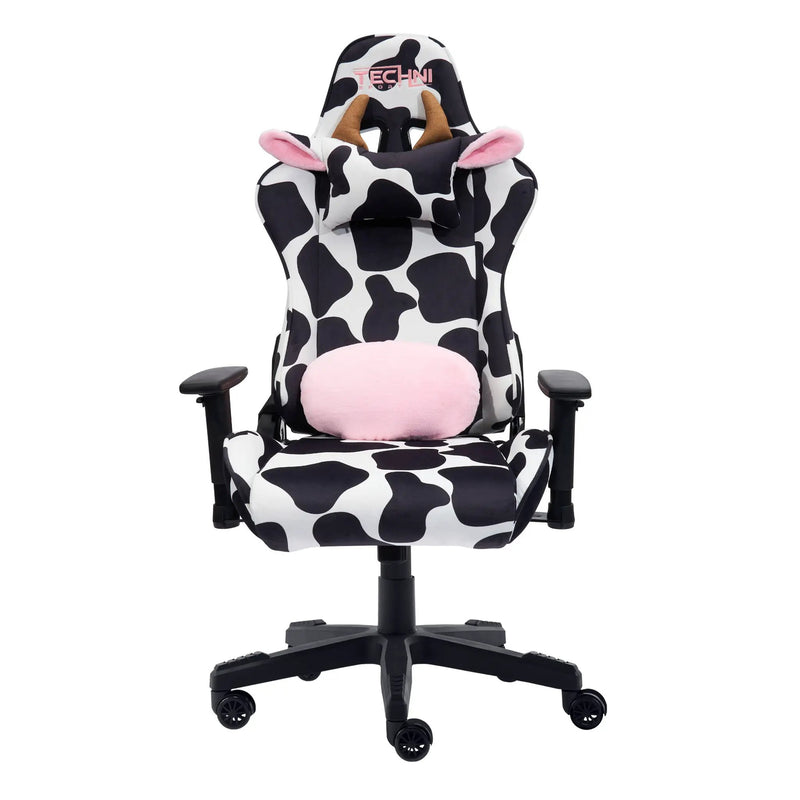 TS85 Cow Print LUXX Series Gaming Chair by HouseOfZazla