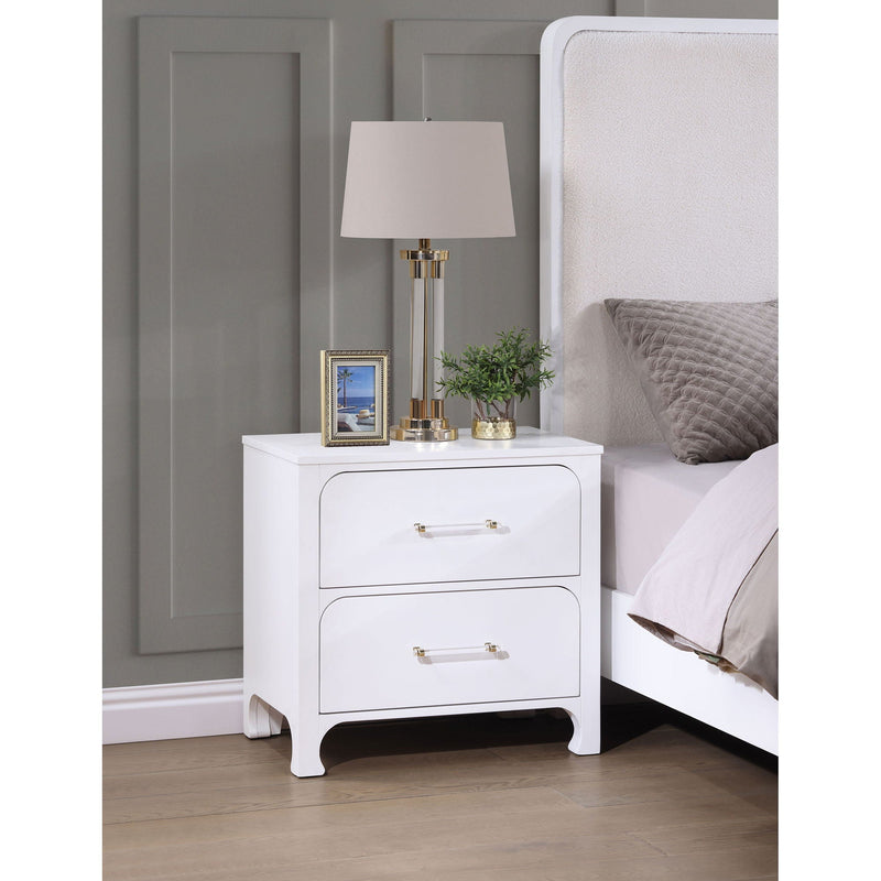 Helena - 2 Drawer Nightstand With Soft Curves - White by HouseOfZazla