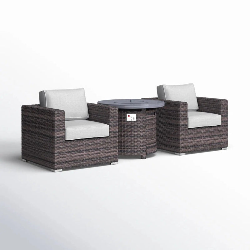 Rattan Patio Set With Comfortable Cushions And Fire Pit by Unique Piece Furniture