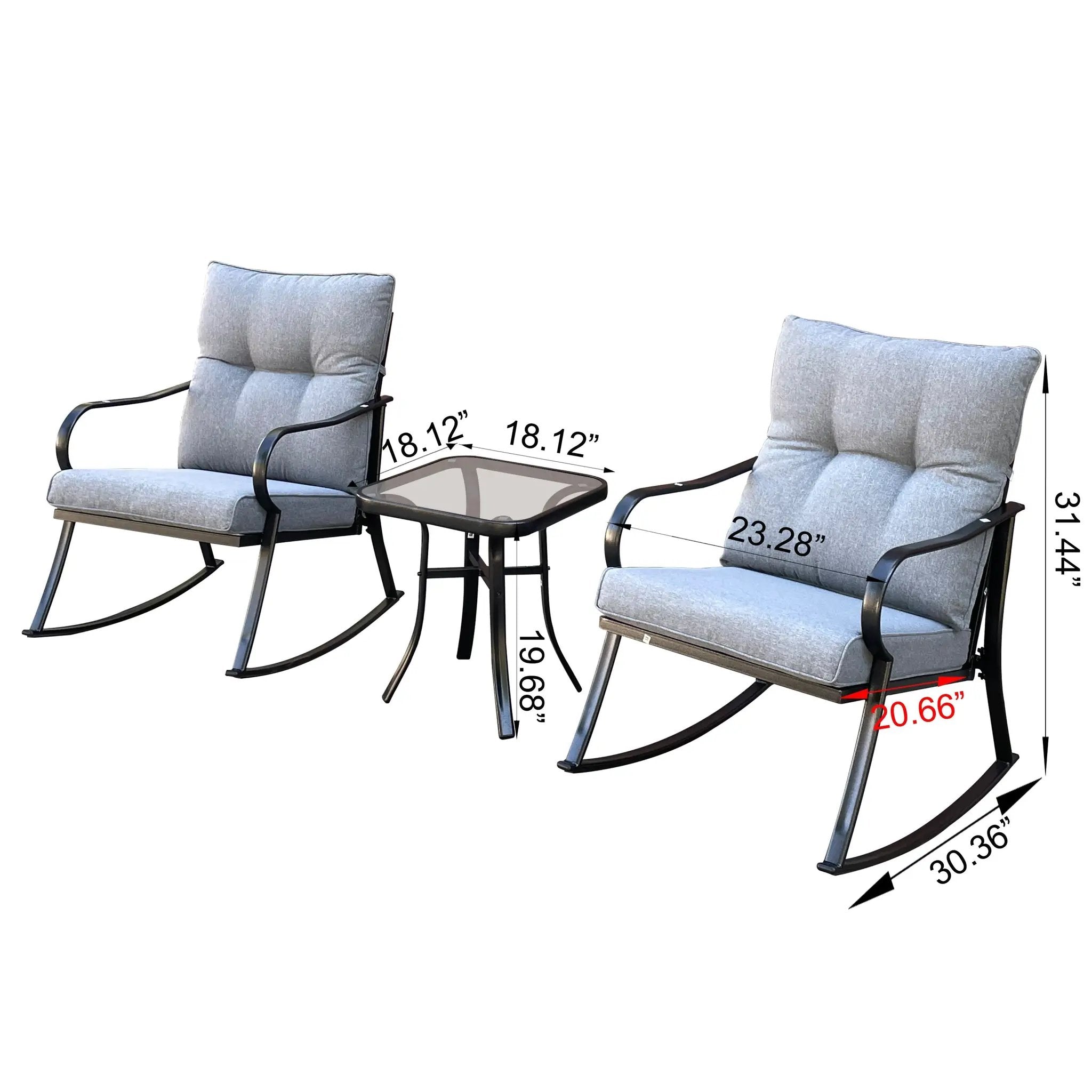 Rocker Set Chair and Teapoy Medium Grey by HouseOfZazla