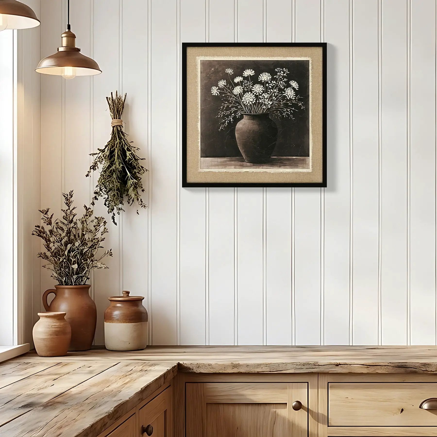 Artistic Path Abstract Flower Bouquet Wall Art - Ancient White by Unique Piece Furniture