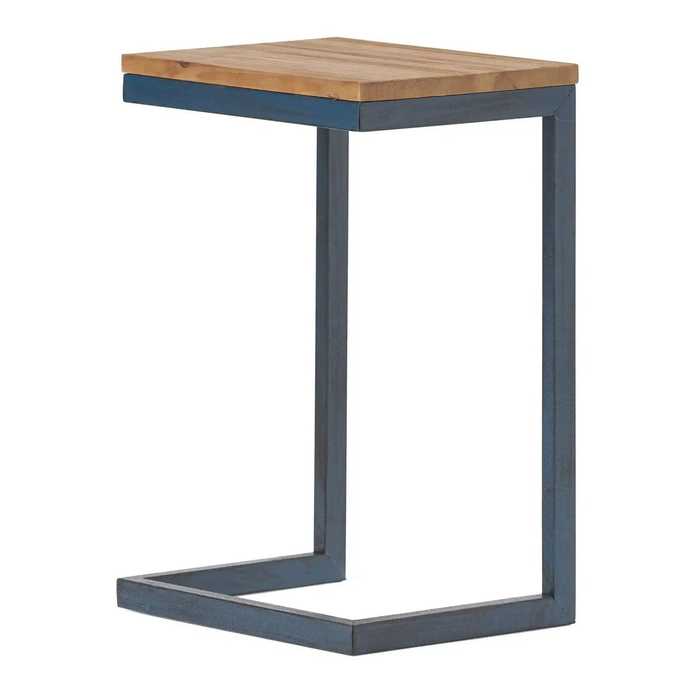 C Shaped End Table With Iron Base And Fir Wood Top by HouseOfZazla