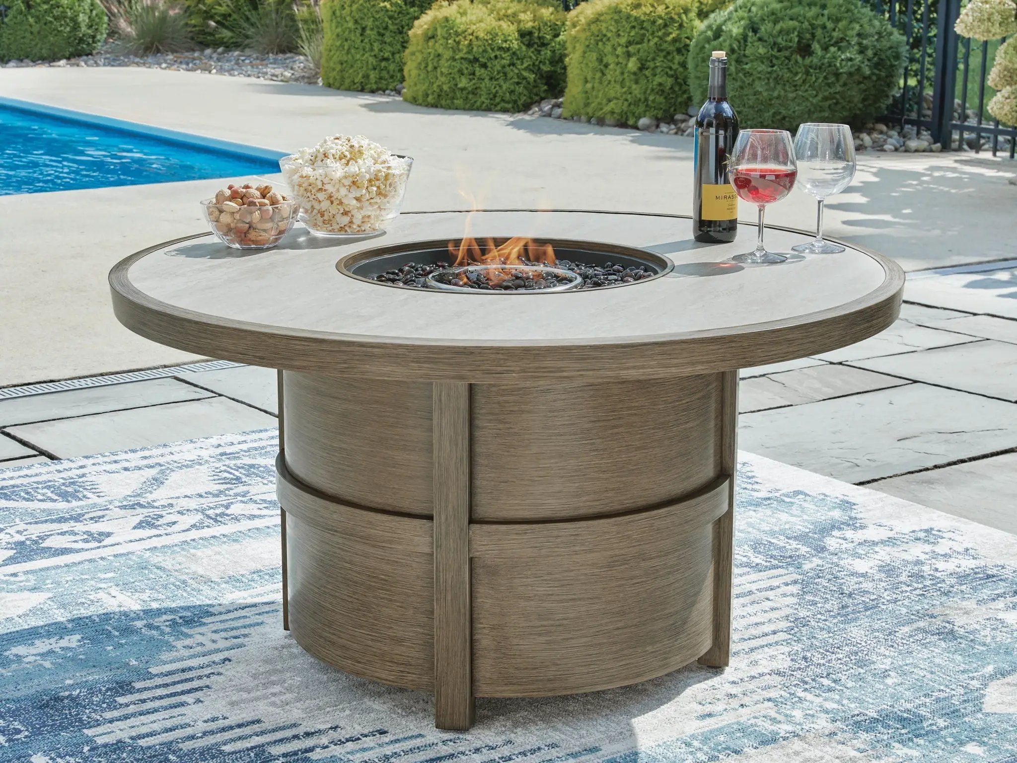 Rainier Ranch - Round Fire Pit Table - Beige by Unique Piece Furniture
