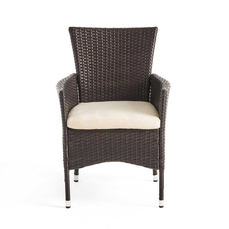 Clementine Outdoor Multibrown PE Wicker Dining Chairs (Set of 2) by HouseOfZazla