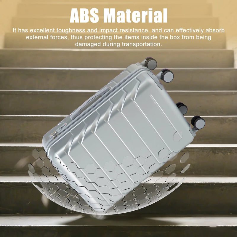 28 Inch ABS Hard Shell Large Travel Checked Luggage - Silver by HouseOfZazla
