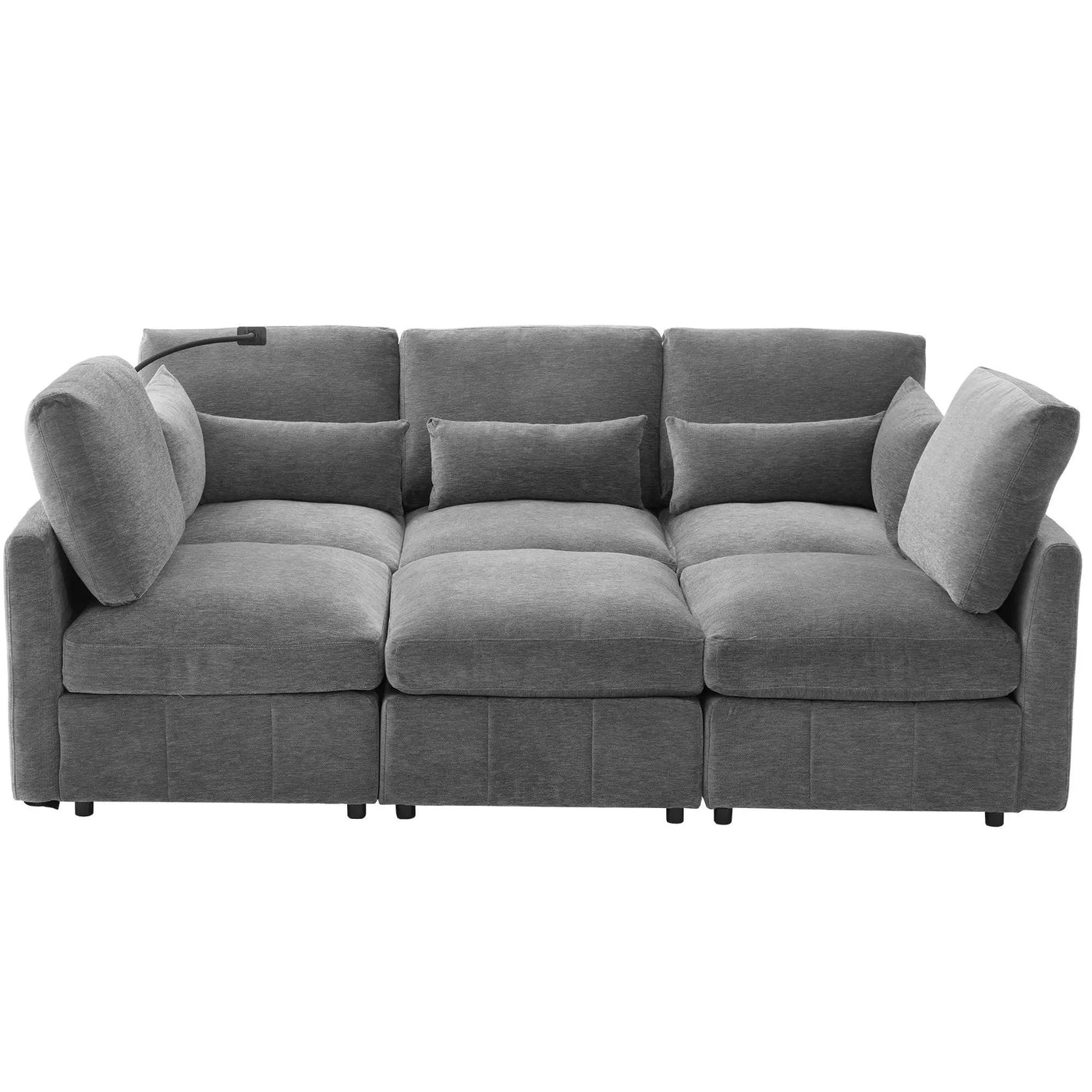 Modern Modular U-Shaped Sofa Bed With Movable Ottoman, USB Ports, Phone Holder by Unique Piece Furniture