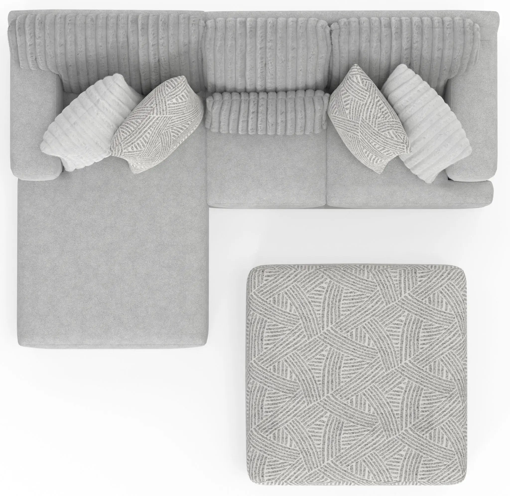 Logan - Upholstered Sectional With Comfort Coil Seating - 46" Cocktail Ottoman And Accent Pillows Included by Unique Piece Furniture