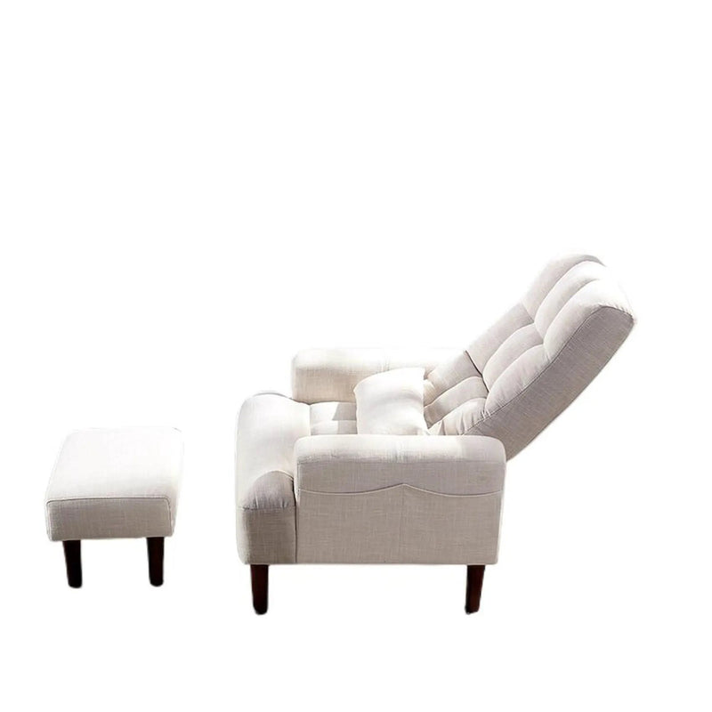 Living Room Sofa Single Chair And Ottoman, Modern Multi-Function Fabric Living Room Sofa Lounge Chair Bed And Stool. Soft Leisure Single Chair Adjustable Into 5 Angles With Sofa Bed by HouseOfZazla