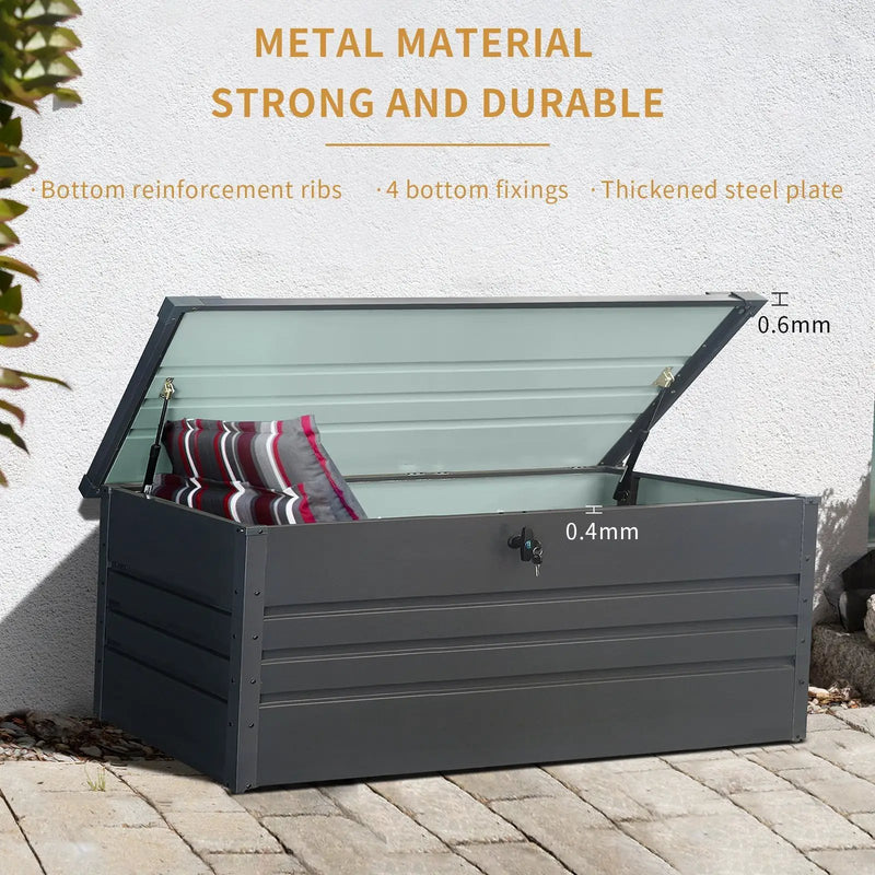 260 Gallon Metal Outdoor Deck Box Waterproof by HouseOfZazla