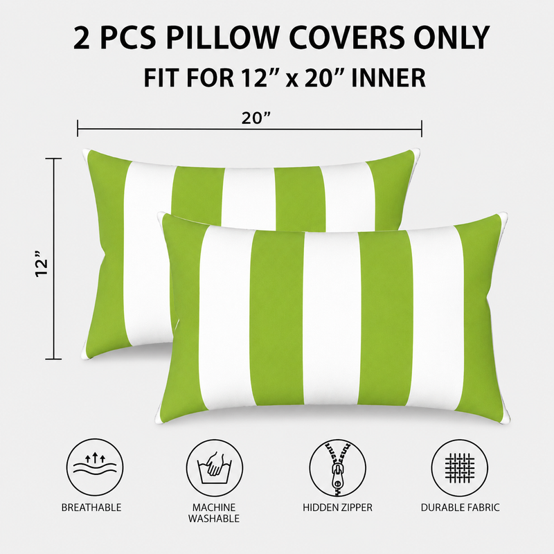 4 Pack Outdoor Lumbar Pillow Covers - 12x20 Inch by HouseOfZazla