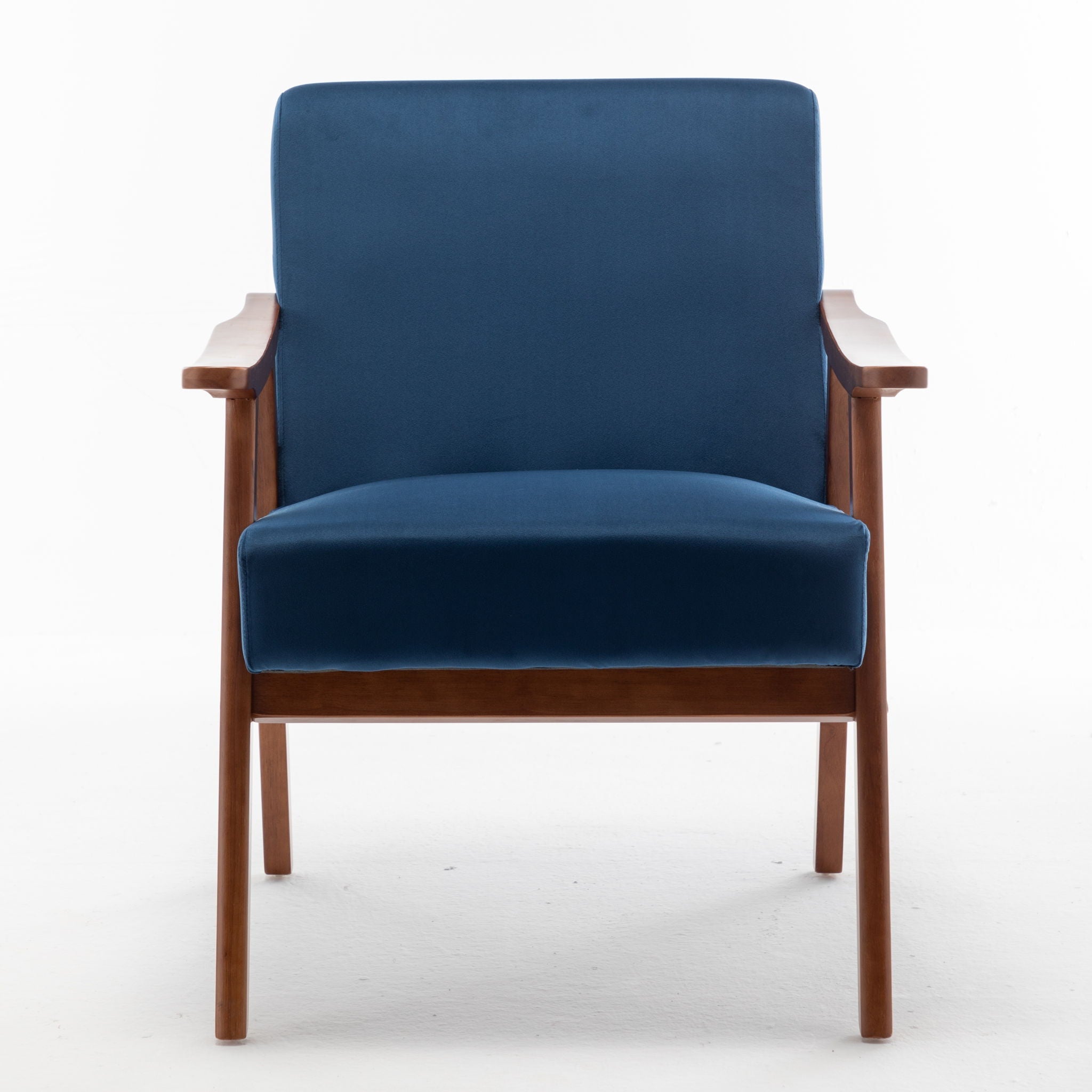 Mid Century Modern Accent Chair With Solid Wood Frame And Extra Thick Backrest by HouseOfZazla