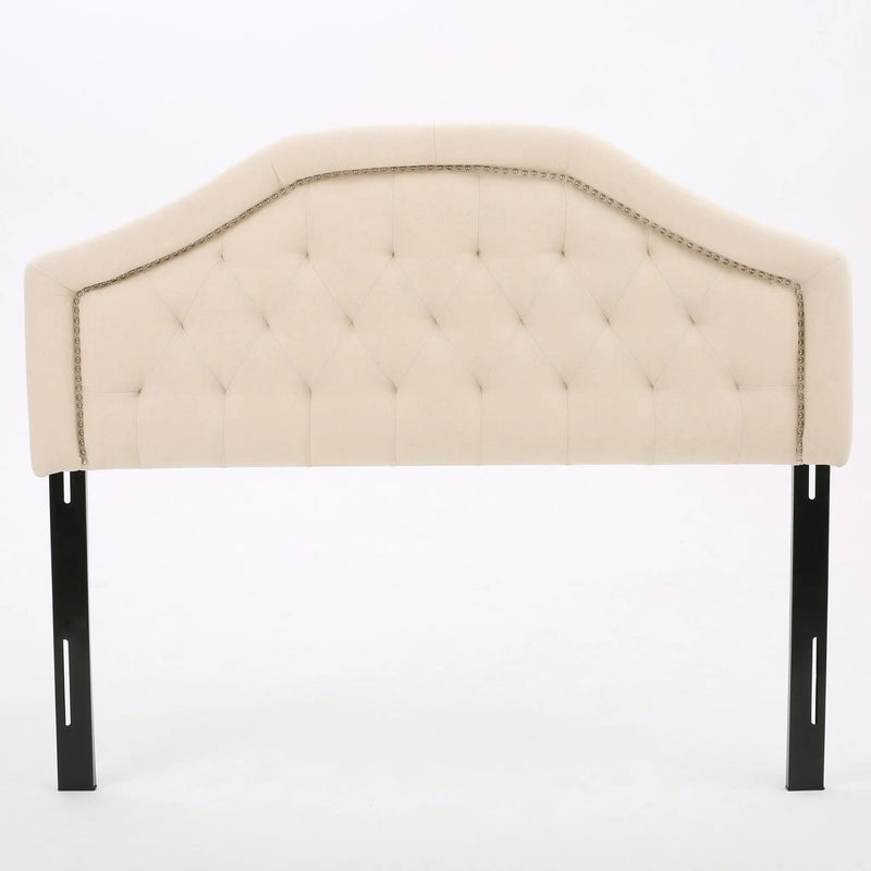 Queen & Full Size Headboard With Diamond Tufting And Nailhead Trim - Beige by HouseOfZazla