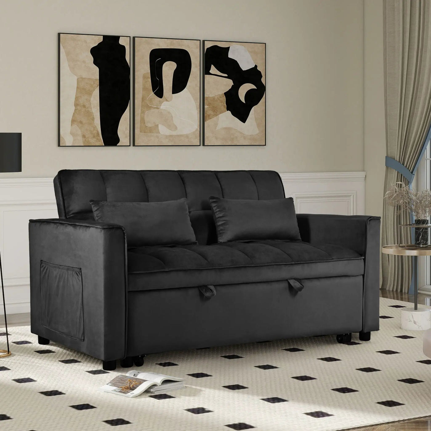 3 In 1 Pull Out Couch Convertible Sofa Bed With Reclining Backrest by Unique Piece Furniture