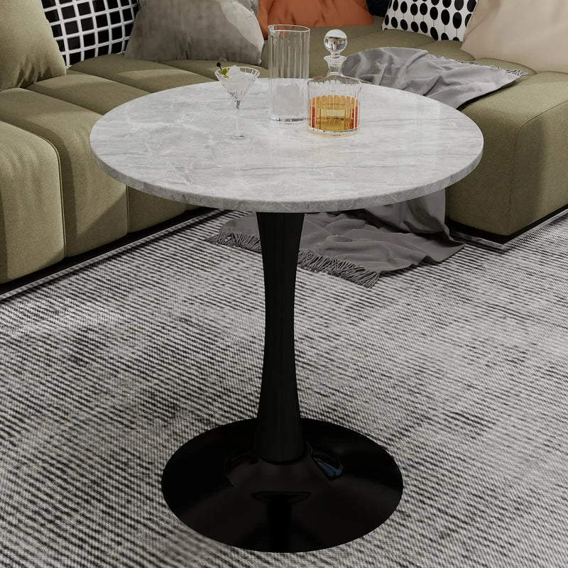 27.6-Inch Round Faux Marble Dining Table by HouseOfZazla
