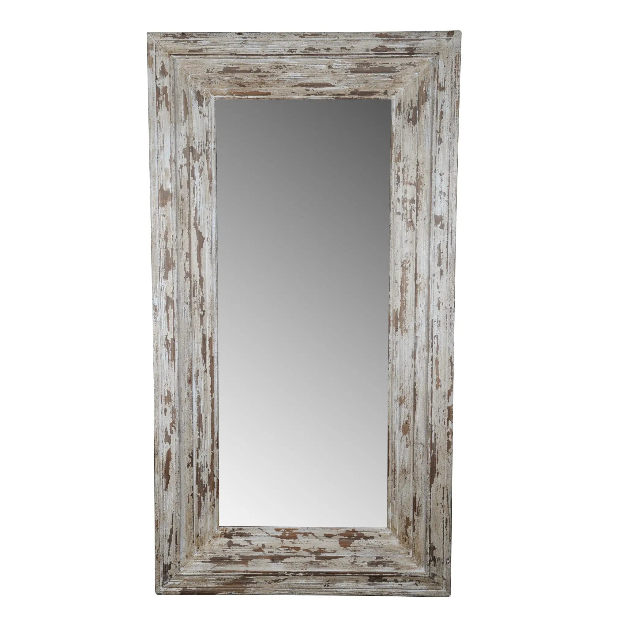Full Length Rectangle Floor Mirror With Distressed Wood Frame - Brown by Unique Piece Furniture