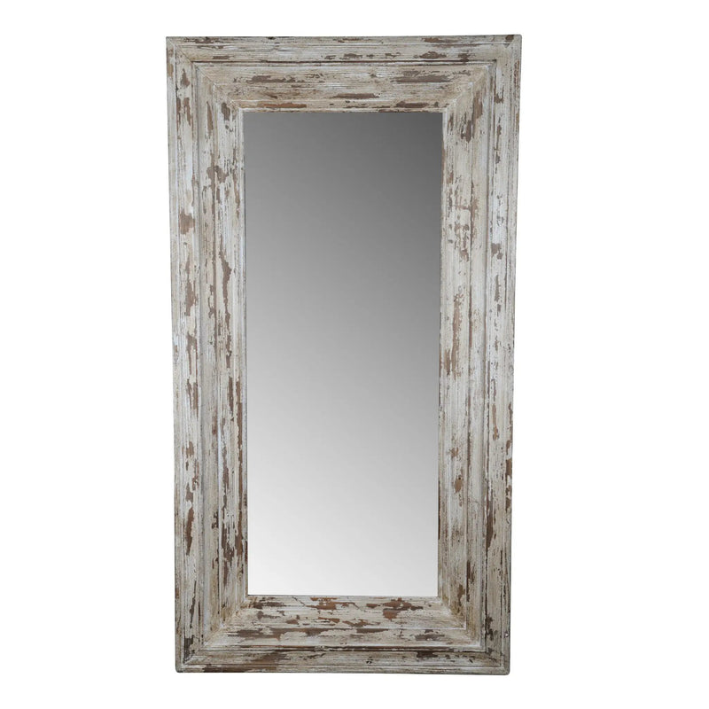 Full Length Rectangle Floor Mirror With Distressed Wood Frame - Brown by Unique Piece Furniture