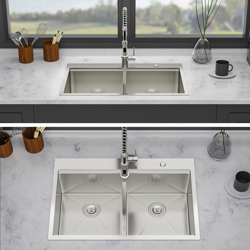 Topmount Drop In Kitchen Sink With Double Bowl Design by HouseOfZazla