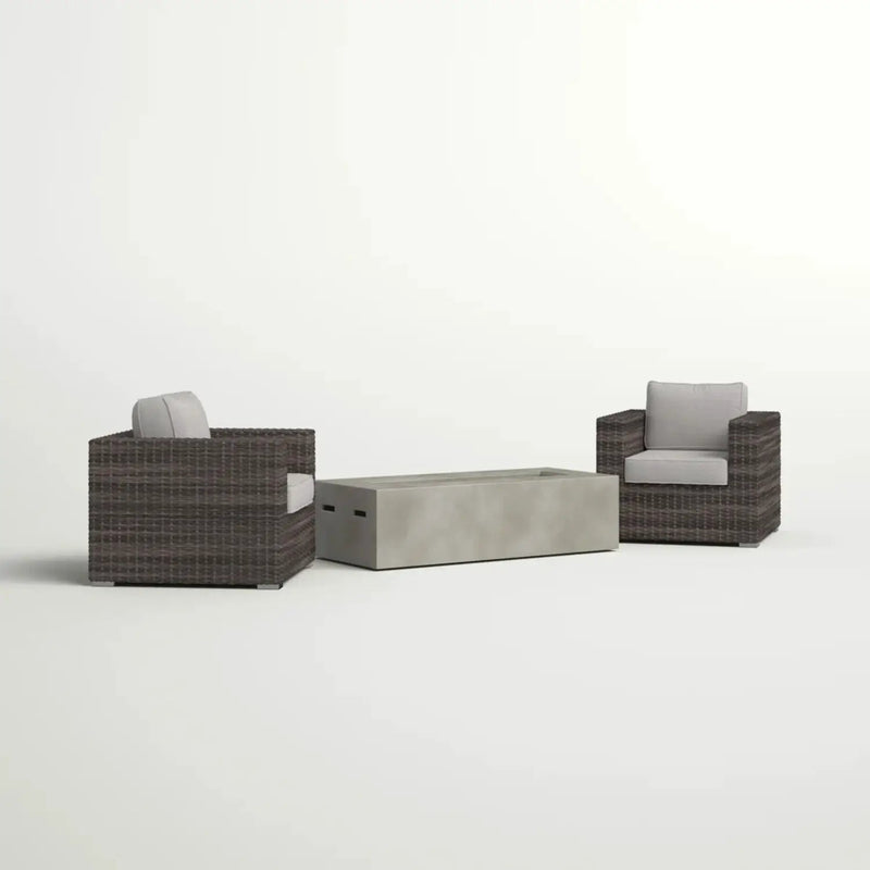 Outdoor Rattan Wicker Seating Set With Cushions 2 Person Patio Furniture - Espresso / Gray by HouseOfZazla